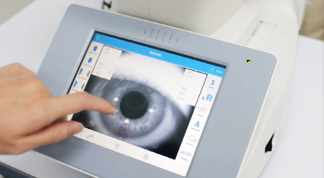 Crystalvue Tonometer is equipped with Large Screen and Touch Panel