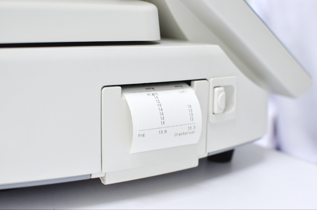 Crystalvue Tonometer is equipped with Thermal Printer with Auto Cutter